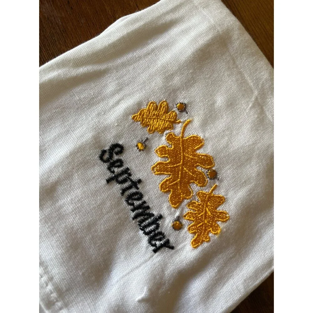 Embroidered Seasonal Linen Hand Towels Set Of 6 Months